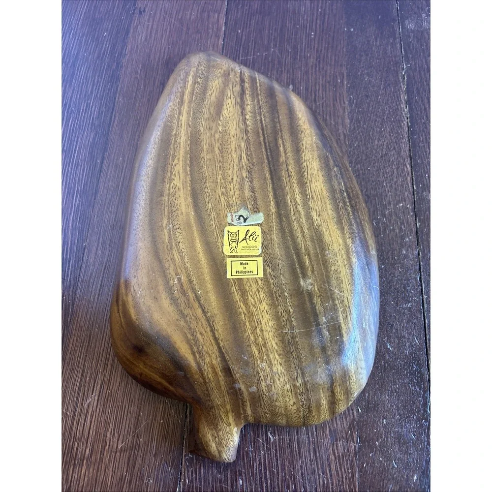 Alii Woods Honolulu Monkey Pod Leaf Shaped 3 Divided Serving Bowl Wood